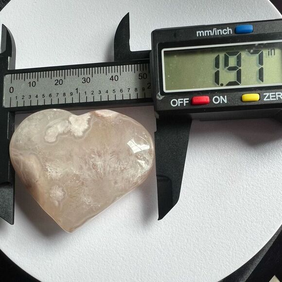 Flower Agate Heart Carving (#6) - Picture 8 of 10